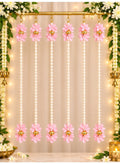 Door Hanging, Pink and White Floral and Pearl String Toran, Diwali Decor