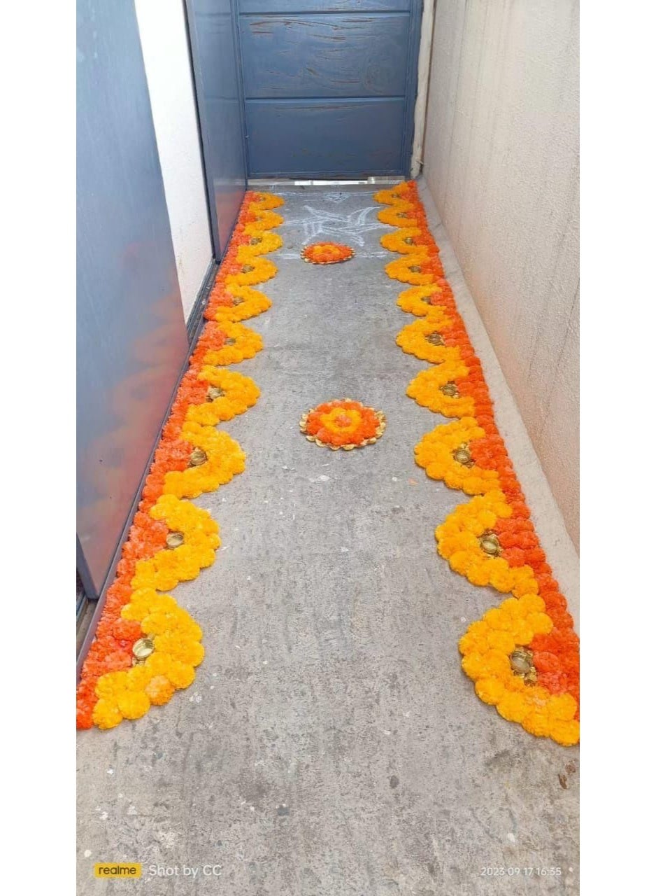 Artificial Marigold Flower Rangoli Mat Set, 22 Pieces