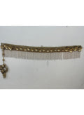 Golden Embroidered Floral Door Toran with Beaded Tassels, Long One-Sided Hanging, Diwali Decor