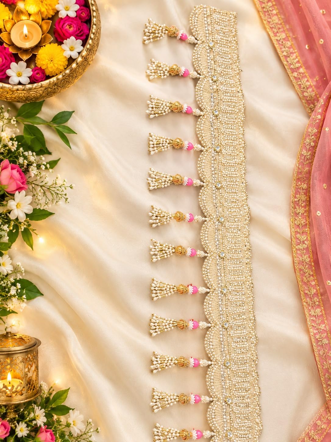 Door Hanging Toran / Bandarwal for Diwali Decor with Tassels, 37 Inches