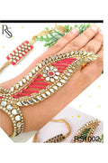 Rakhi Pair, Bhai Rakhi and Bhabhi Hathful-Style Bracelet, Red