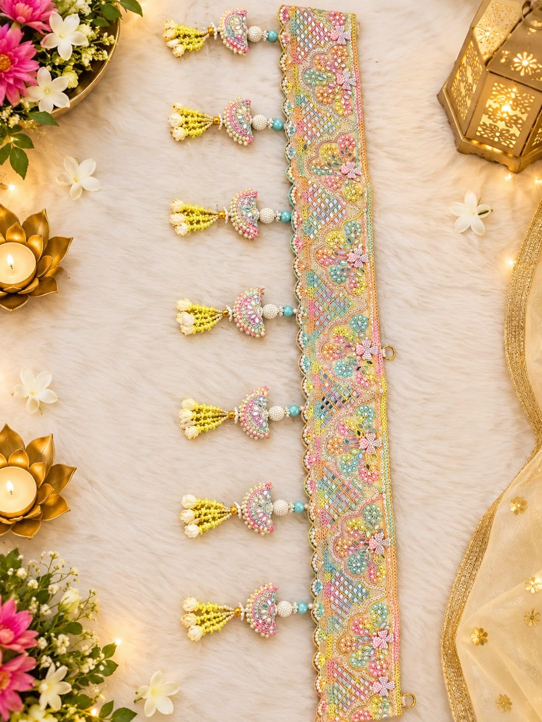 Door Hanging Toran Bandarwal Diwali Decor with Tassels /Size of Toran is 38 inches