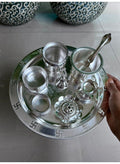 German Silver Pooja Thali Set with 8 Accessories, Diwali Decor