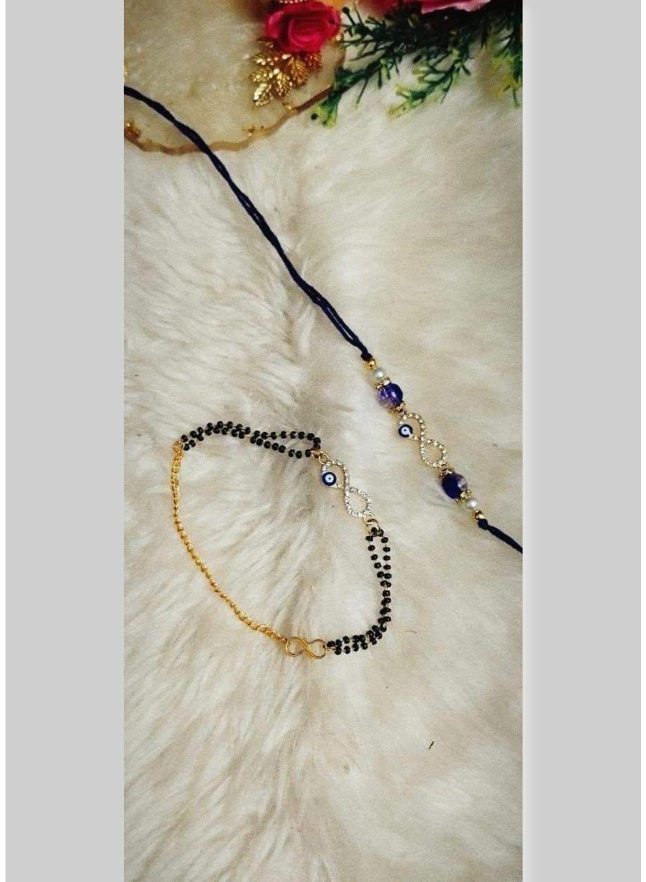 Bhai Bhabhi Rakhi Combo, Evil Eye Infinity Rakhi and Lumba Bracelet, Size 41