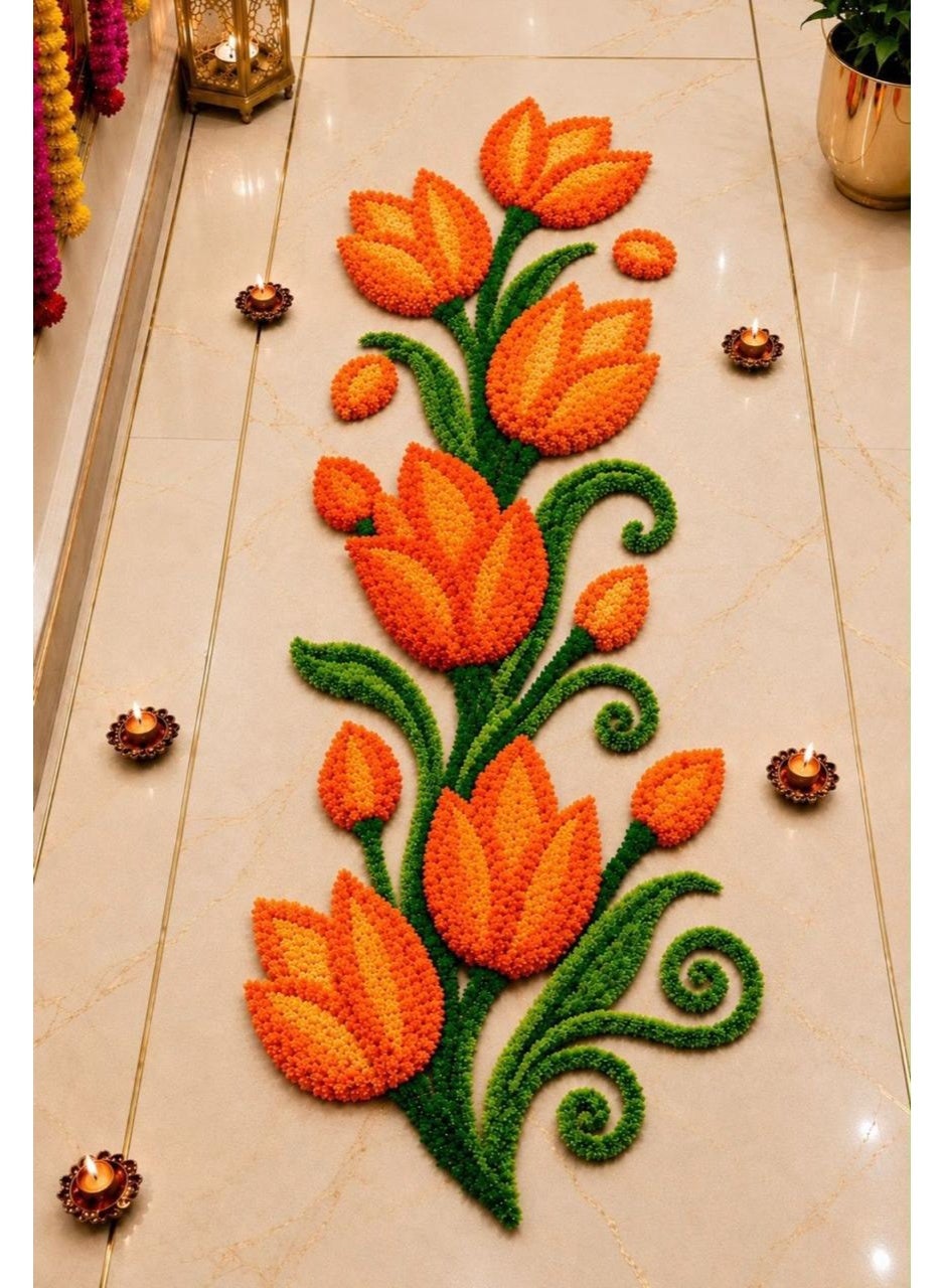 Utsav Tulip Trail Rangoli Mat, Pack of 1